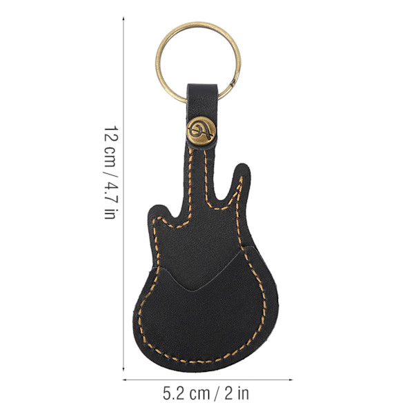 Bærbar Læder Messing Guitar Plekter Taske Holder Inklusive Plekter Tilbehør (Sort)