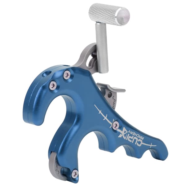 Metall Slipphjelpemidler Fire Fingre Grep Tommel Caliper Trigger Compound Bue Tilbehør Blå