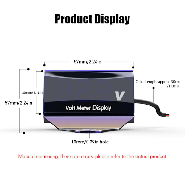 Motorcykel DC 10-150V Digital Voltmeter LED Display Vandtæt Spændingstester Batteri Monitor Måler med Beslag