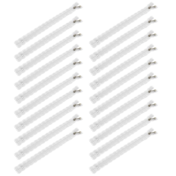 20 st 20CM DIY Nylon Spets Blixtlås Spiral Blomma Blixtlås för Sömnad Bröllopsklänning Hantverk Vit