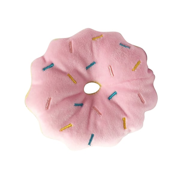 Hundleksak Donut Bitresistent Tandgnuggning Lindrar Uttråkning Tecknad Söt Pipig Plyschhundleksak för Husdjurstillbehör Rosa