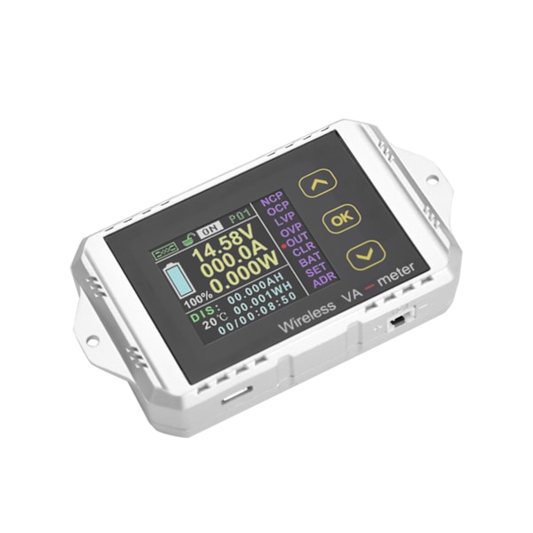 Trådlös Färg LCD-Skärm DC Spänningsmätare Strömmeter Watt Testare (VAT-1200, 0-200A 0-100V)