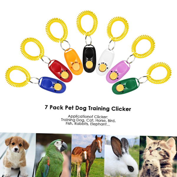 Nyt 7-pak Hunde Trænings Clicker Træner Hjælp Håndleds Clicker Værktøj til Hund med Håndledsrem