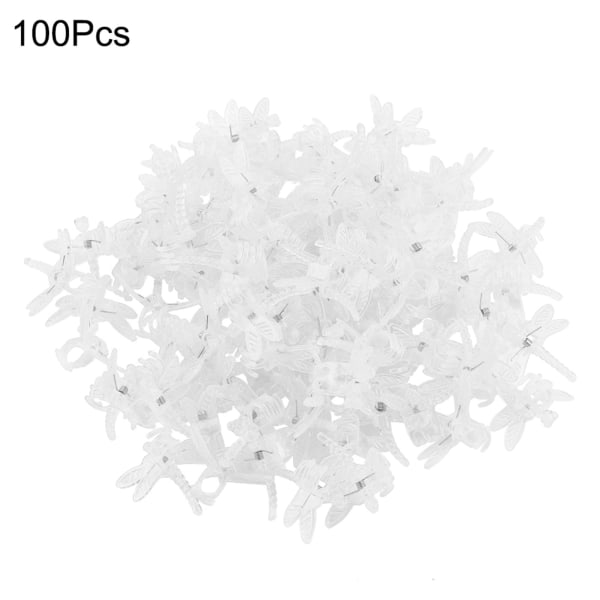 100 st Garden Tools Stjälkclips Odla Upprätt Orkidé Plast Mini Stjälkar Blomma Transparent 3.5cm X 3.5cm