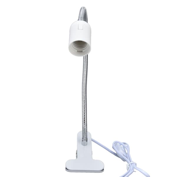Hvit Bordlampeholder E27/E26 Enkelt Hvitt Hode 360 ​​Grader Justerbar Slitesterk Materiale Klipp Lampeholder 100‑240VEU Plugg