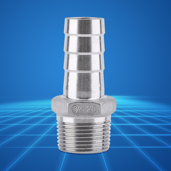 Rustfritt stål 304 hann-gjenge rørfittings Barb Slange Halekobling (3/4\"x20mm)