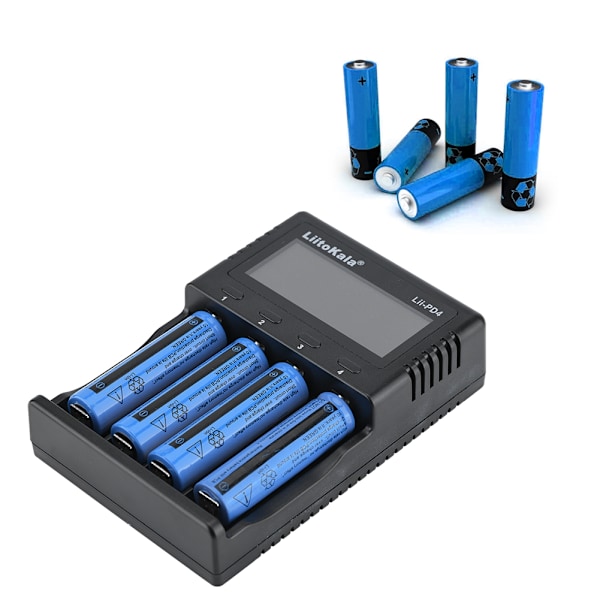 Liitokala Lii pD4 LCD Batterioplader 4 Slot Smart Batteri Back