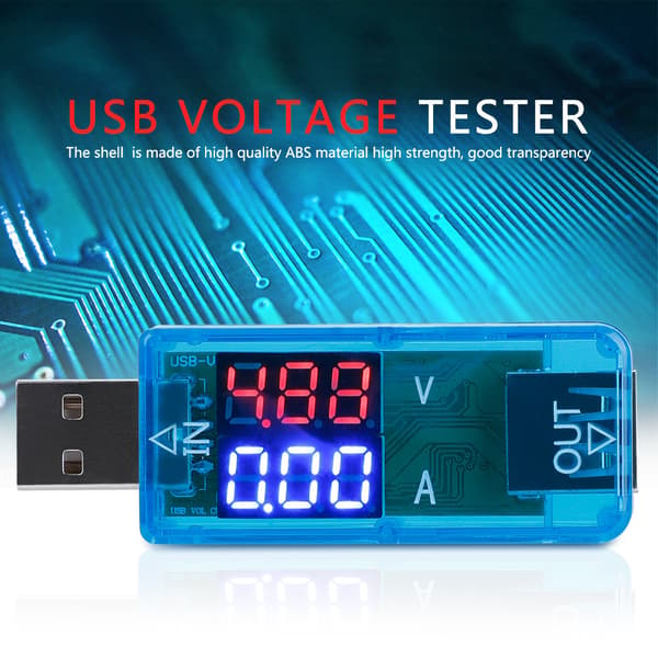 USB Farge LCD Voltmeter Amperemeter Strømmåler Multimeter Lader USB Tester (Blå)