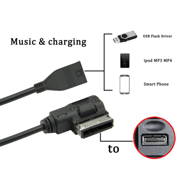 USB musikgränssnitt AMI MMI AUX MP3-kabeladapter för Q5 Q7 R8 A3 A4 A5 A6