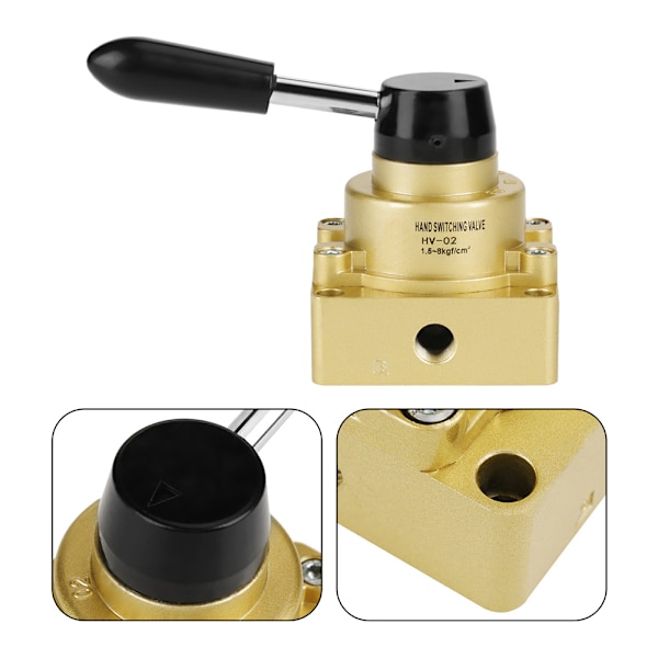 HV-02 PT 1/4\" Port 3 Lägen 4 Vägs Pneumatisk Handspakventil 1.5-8kgf/cm²