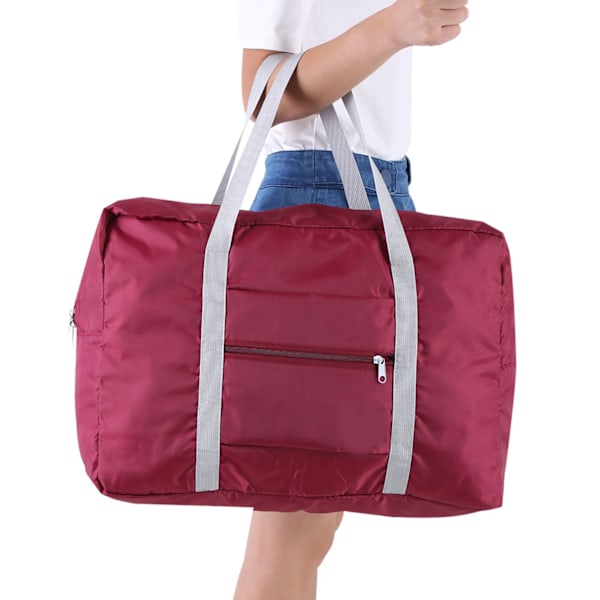 Stor Sammenfoldelig Håndbagage Duffel Taske Rejse Bagage Opbevaringstasker Organizer Vinrød