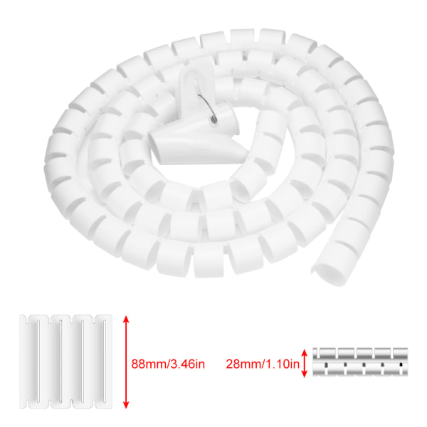 Flexibel organizer Trådlindning Sladdskydd Trådförvaring Vit 1,5 m * 28 mm