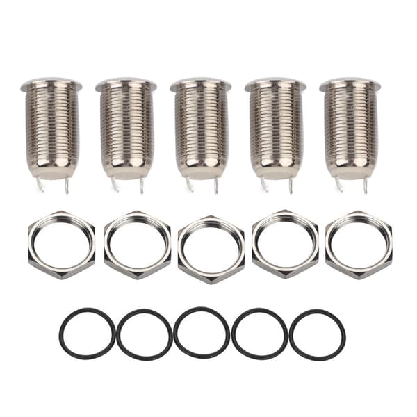 5 stk sett 2A 36V 12mm 2 Pins Vanntett Selv låsende Trykknappbryter