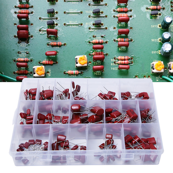 180 kpl CBB Polypropeenikalvokondensaattorivalikoima 10nf/0,01uf/400v‑68nf/0,068uf/630v