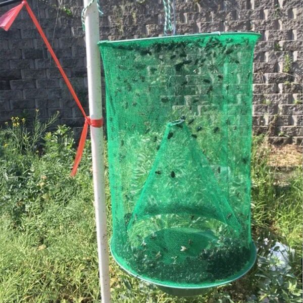 Återanvändbar Hängande Flugfälla Gård Flugfångare Myggbur Vikbar Insektsfälla Nät för Hem Ranch Trädgård Miljöskydd Exklusive Skål