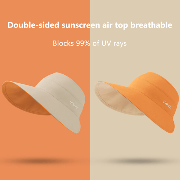 Solskärm för Kvinnor Bred Brätte Tom Topp UV-Skydd Strandhatt Vikbar Solhatt Hästsvans för Sommar Utomhus Strand Tennis