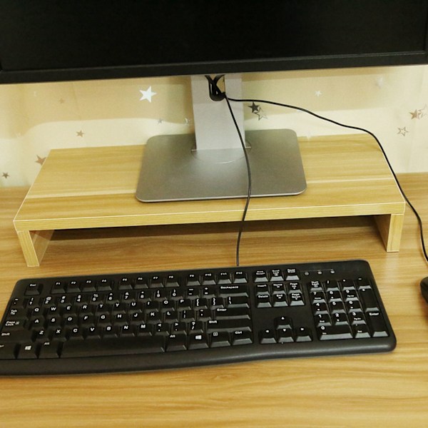 Træ Monitor Stand PC LED LCD Computer Monitor Hæver Desktop Organizer Display Beslag Træ