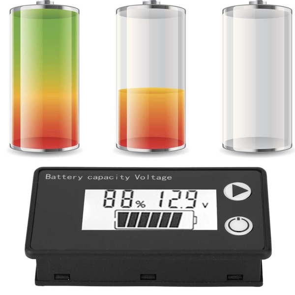 LCD 12V Batterikapacitetsindikator Testare Litiumbatteri Universal Digital Display Voltmeter (10-100V Blå Temperatur)