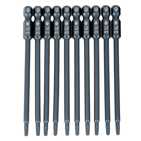 10 stk. 100mm 1/4\" Hex Skaft T10 Magnetisk Sikkerheds Stjerne Hoved Skruetrækker Bits Sæt