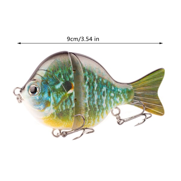 Minnow Fiske Drag Hårt Plast Tvådelad Ledad Fiske Drag 9cm 34.5g Sjunkande Bluegill Swimbait Glide Bait Crankbait Wobbler Bass Gädda Utrustning