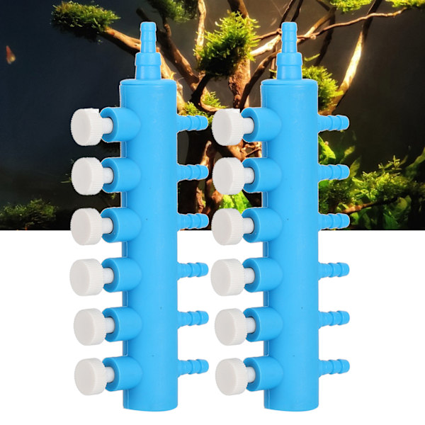 2 stk. Akvarie Luftsplitter Luftrørsfordeler Akvarium Iltpumpe Adapter Tilbehør 6 Vejs
