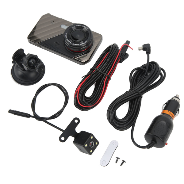 Dual Dash Camera 1080P Rörelsedetektering Parkeringsövervakning Bilkamera fram och bak för bilar