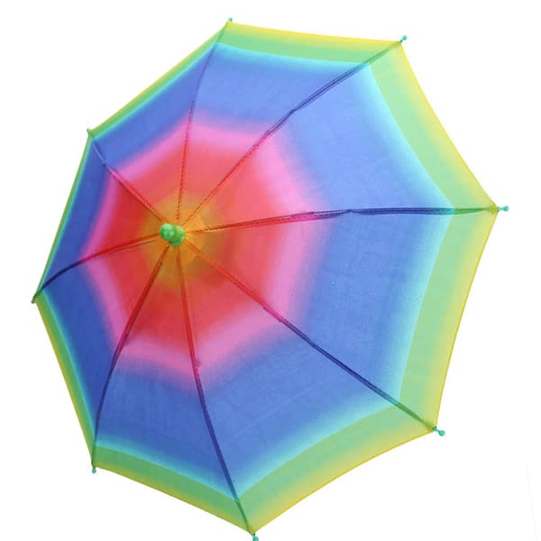 Vikbar Regn Sol Paraply Mössa Med Elastiskt Pannband (Regnbåge)