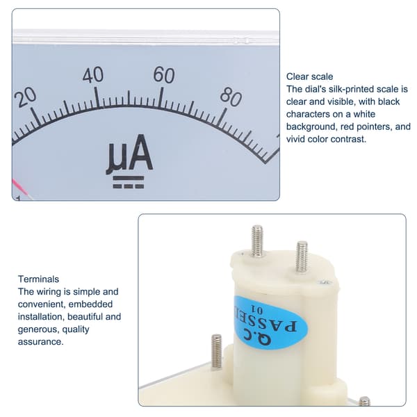 85C1 DC 0~100UA Pekarvisare Typ Amperemeter Analog Ström Panelmätare Mätinstrument