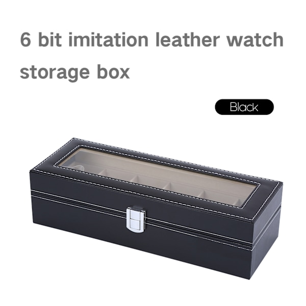 6Grid Klokke PU Lær Display Etui Oppbevaring Smykkeskrin Armbånd Brett Holder