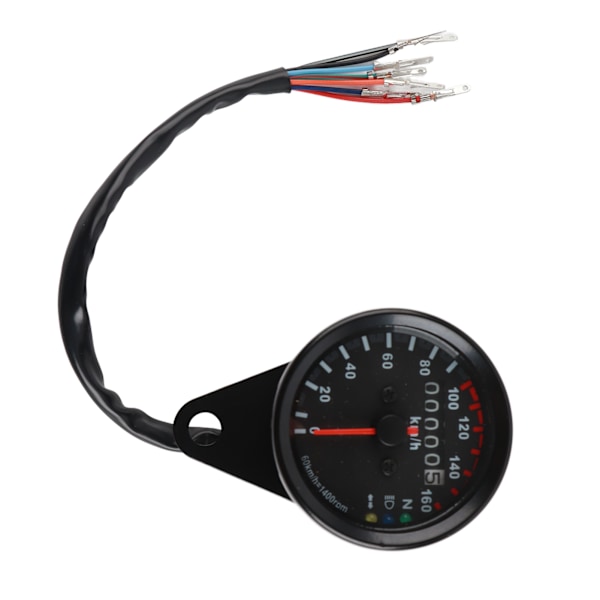 Kilometerteller Motorsykkel LED Bakgrunnsbelysning Speedometer Måler Signal Universal (Svart)