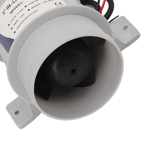 3 Tommer 12V Stille Inline Vifte Inline Marine Lense Luftvifte for Yachter Båter Luftsirkulasjon