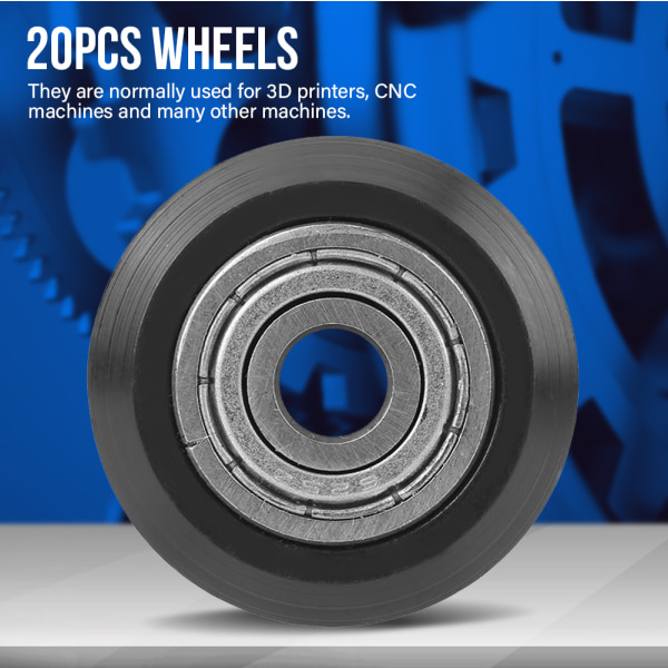 20st V-formad spårhjul 5 mm borrning 625 lagerremskiva tillbehör för CNC 3D-skrivare