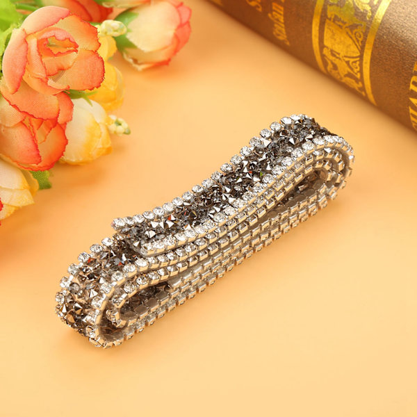 1 yard 15 mm Diamantnät Wrap Roll Glitter Crystal Rhinestone Band Dekoration (Grå)