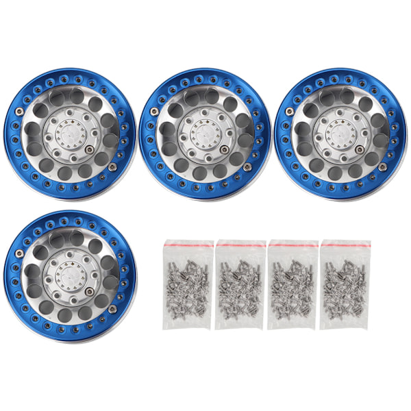 4 stk. 1,9-tommers aluminium Beadlock felger nav for SCX10 1/10 RC Crawler bil (sølvblå)
