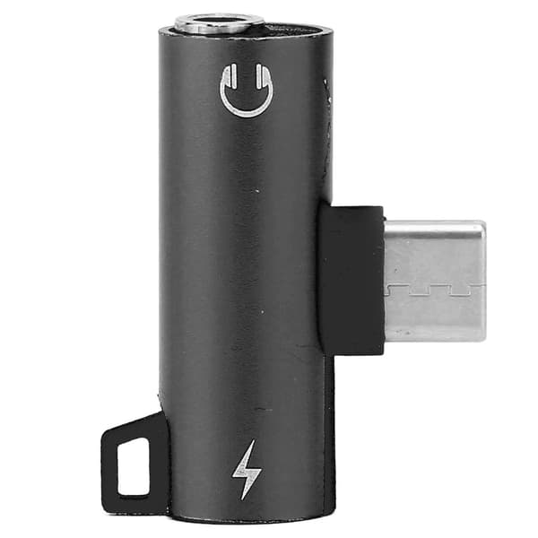 TypeC til 3,5 mm hodetelefonadapterlader 2 i 1 Jack HIFI-lyd med PD hurtiglading (svart)