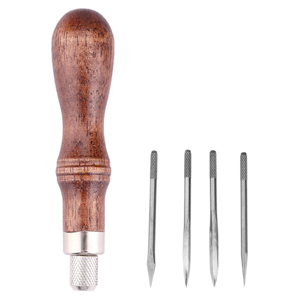 4-in-1 puukahvainen nahanompelu-ulottimien DIY-nahkatyökalusarja
