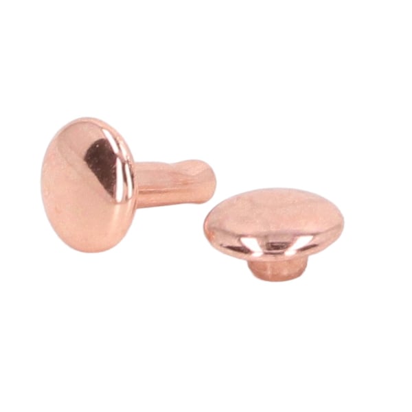 100 Set Dubbelsidiga Nitar 7x8mm Järn Lädernitar DIY Runda Nitar för Kläder Väskor Sko Kartong Roséguld
