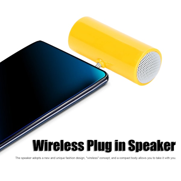 3,5 mm:n liitännällä varustettu stereo mini kaiutin, kannettava langaton plug-in kaiutin matkapuhelimille ja tableteille, keltainen