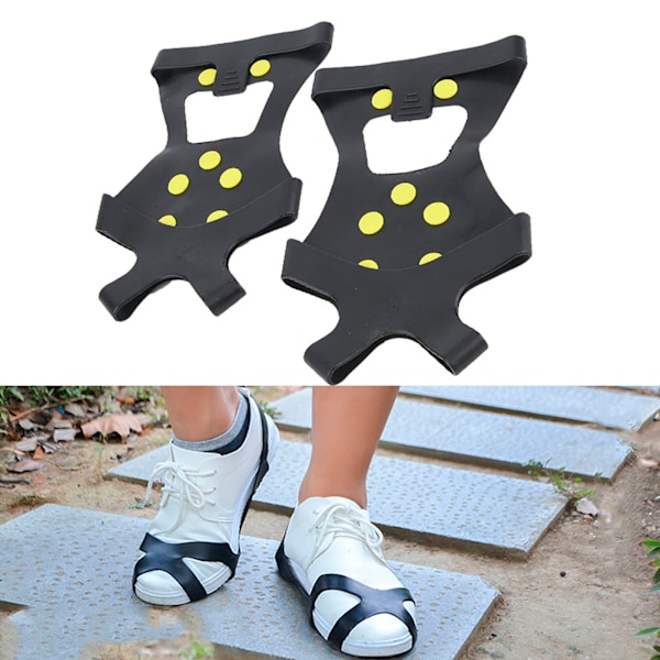Ett par utendørs 10-piggers anti-skli is- og snøpigggrep Grips Gripper Campingsko Trekk (M)