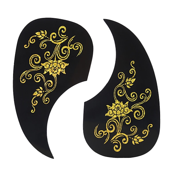 2 stk. Kommaform Plekterbrett Beskyttelsesklistremerke for Akustisk Gitar (Gullranke)