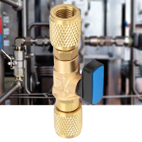 Messing Køle Kugleventil Adapter Kølemiddel Kugleventil Konnektor G1/4''