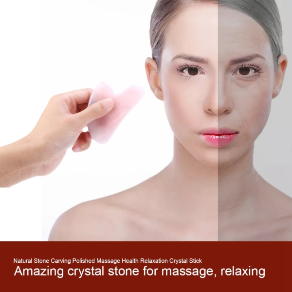 1 ST Naturstenssnideri Polerad Massage Hälsa Avslappning Kristallskrotningsplatta (Rosa)
