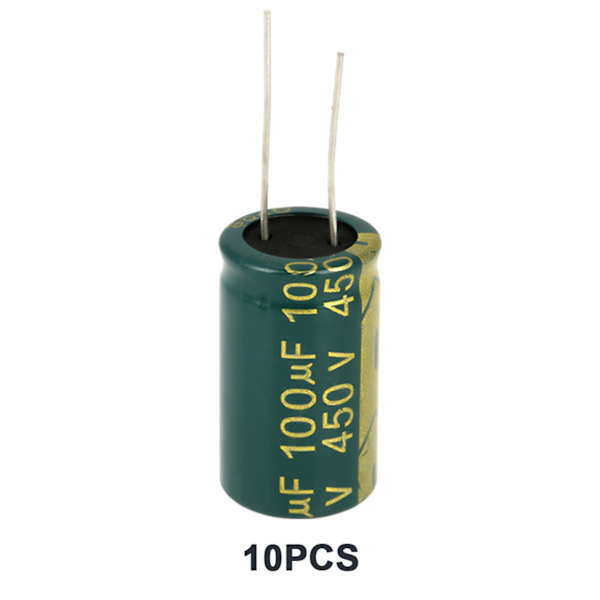 1 set Grön Elektrolytisk Kondensator Radial Kondensator Blandat Kit (450v, 100uf, 10st)
