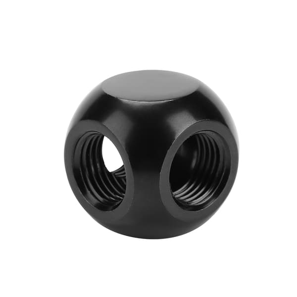 Computer Vandkøling Fitting Sfærisk Konnektor G1/4 Gevind 3-vejs Messing Adapter (Sort)