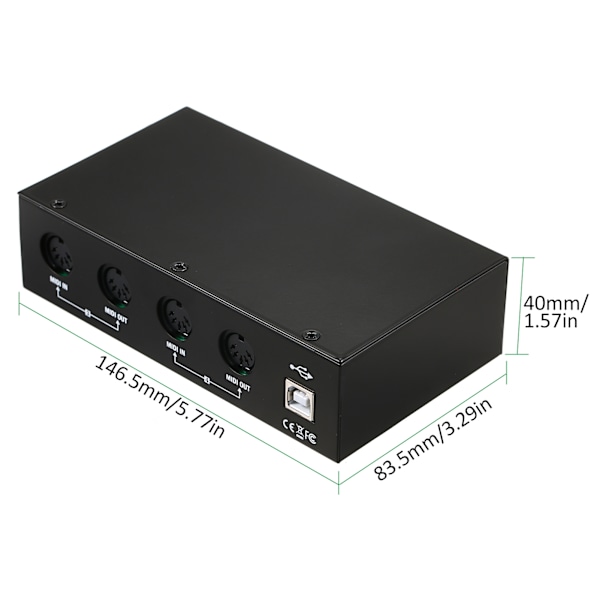 UM4X4 USB MIDI Interface 4 IN / 4 Out 64 MIDI Kanaler 4i/4o + Merge 2i4o MIDI Boks 4X4