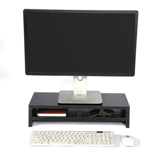 Skærmstativ LCD TV Laptop Rack Computerskærm Riser Hylde Platform Kontorbord Sort