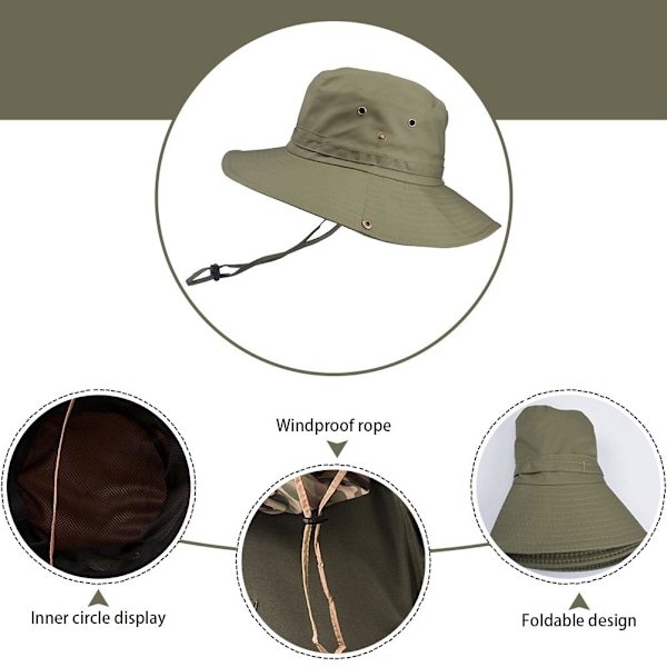 UV Beskyttelse Bucket Hat Herre Solhat Fiskerhat Udendørs Strå Bucket Hat til Fiskeri Jagt