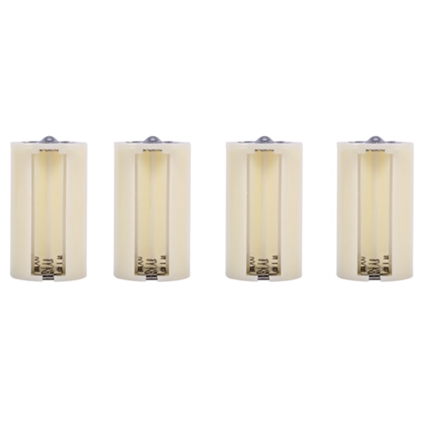4 stk. Universal 3 AA til D Størrelse Parallel Batteri Konverter Adapter Holder Etuier Boks Hvid
