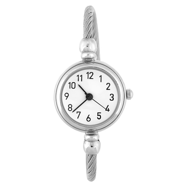 Analog Rund Kvarts Legering Armband Öppen Armbandsur (Arabiska Siffror Vit Urtavla)