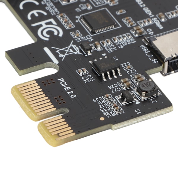 USB3.2 PCI E -lisäkortti keraamisilla kondensaattoreilla, kaksoissuojaus, nopea tiedonsiirtonopeus, PCI E - Type E -lisäkortti PC:lle, musta